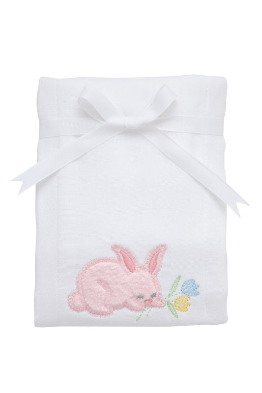 3 Marthas 3 Marthas Applique Basic Burp - Pink Bunny