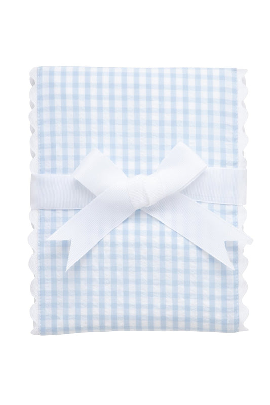 3 Marthas Blue Big Check Fancy Fabric Burp