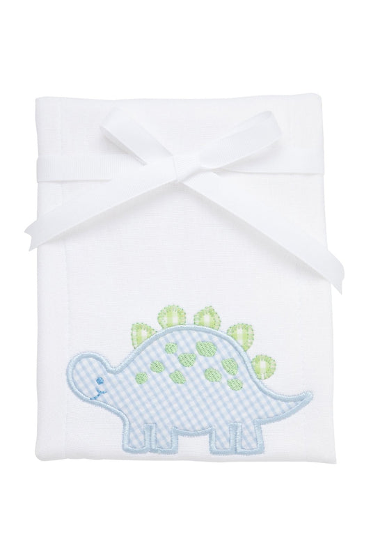 3 Marthas Blue Dino Applique Burp Pad