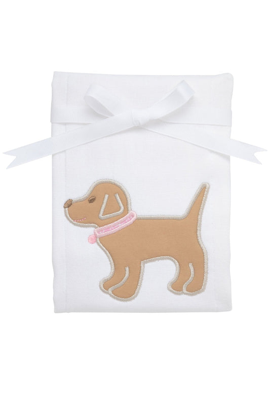 3 Marthas Apparel & Gifts Pink 3 Marthas Lab Puppy Applique Burp Pad
