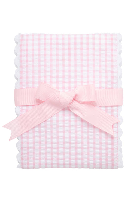 3 Marthas Pink Big Check Fancy Fabric Burp