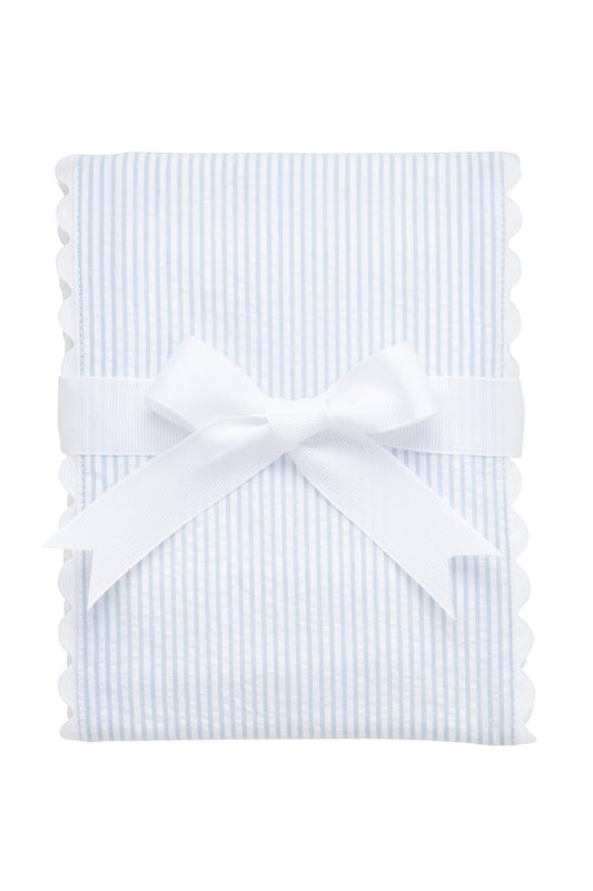 3 Marthas Blue 3 Marthas Seersucker Stripe Fancy Fabric Burp