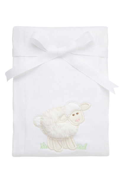 3 Marthas Lamb Applique Burp Cloth