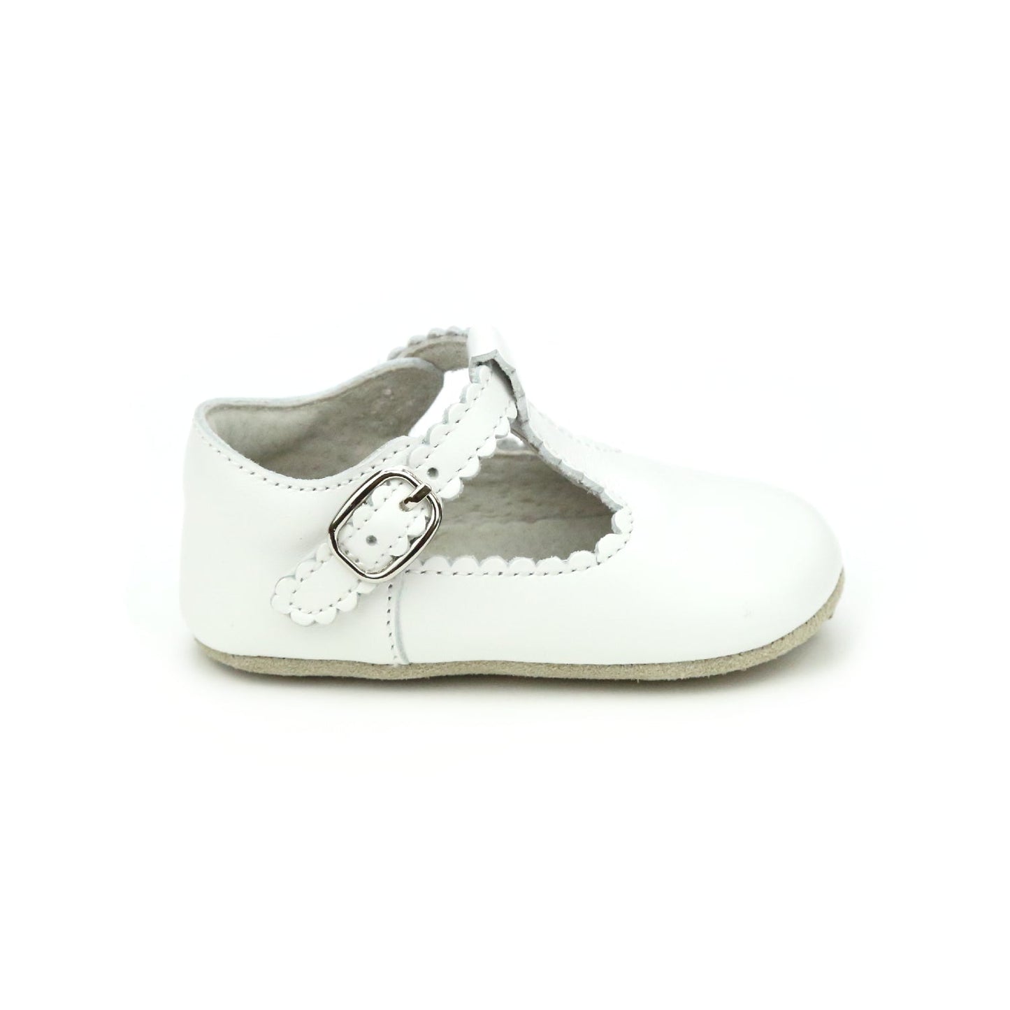 L'Amour Elodie Girls Scalloped T-Strap Crib Shoe