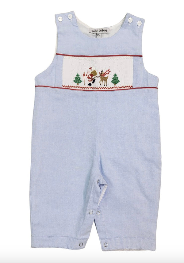 Sweet Dreams Santa's Coming Blue Chambray Smocked Longall