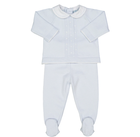 Feltman Brothers Boys Blue Pique Collar Dot Knit Set