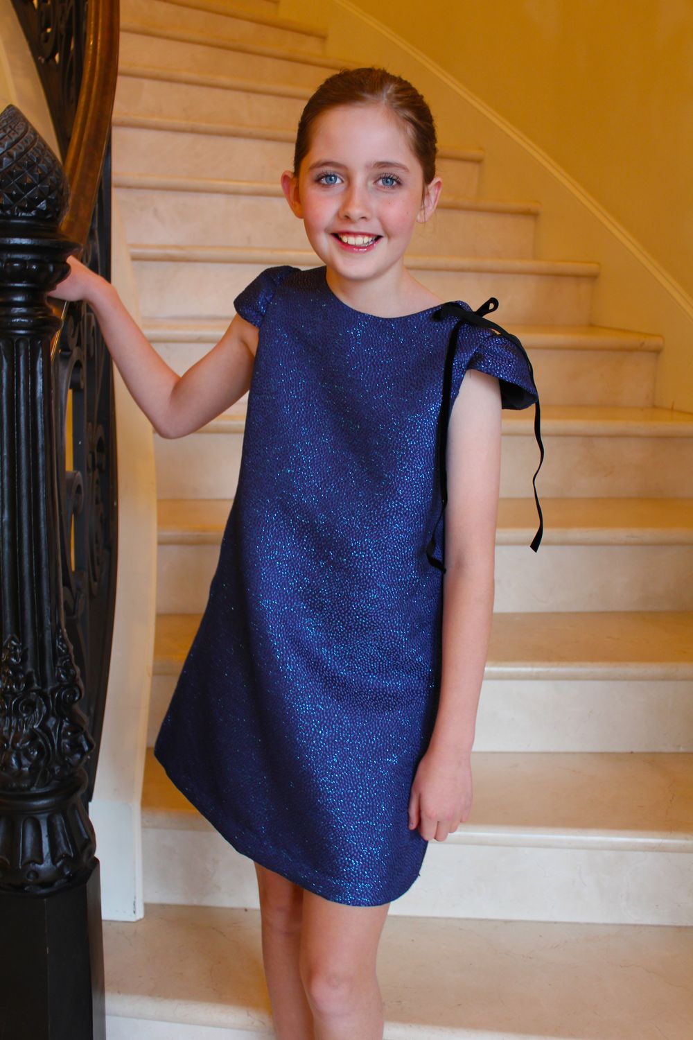 Susanne Lively Designs Navy Sparkle Aline with Sleeves