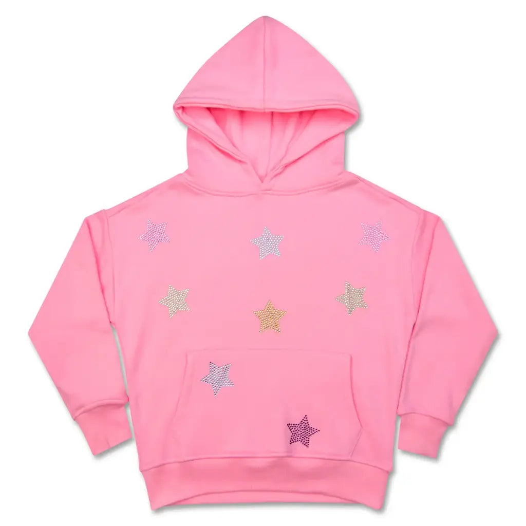 Iscream Girls Sparkling Stars Pink Hoodie Sweatshirt