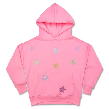 Iscream Girls Sparkling Stars Pink Hoodie Sweatshirt