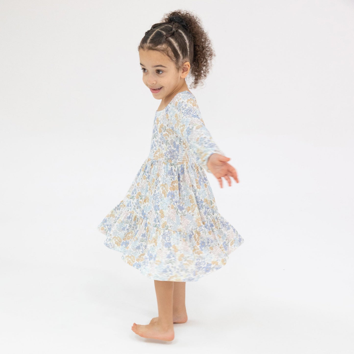 Angel Dear Edith's Floral Cap - Sleeve Dress & Rib Legging Set