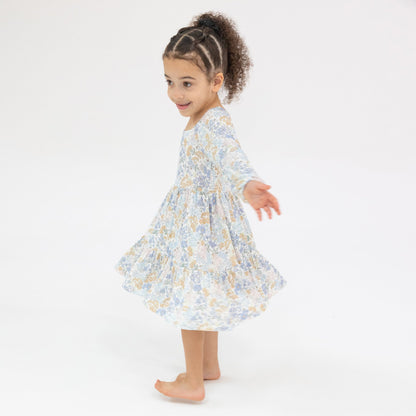 Angel Dear Edith's Floral Cap - Sleeve Dress & Rib Legging Set