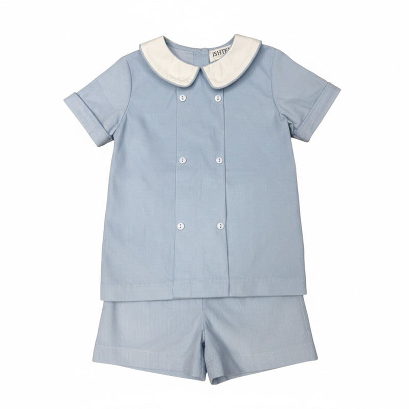 Ishtex Textile Products Boys Blue Corduroy Short Set