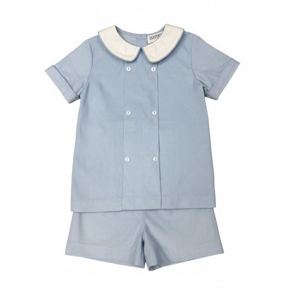 Ishtex Textile Products Boys Blue Corduroy Short Set