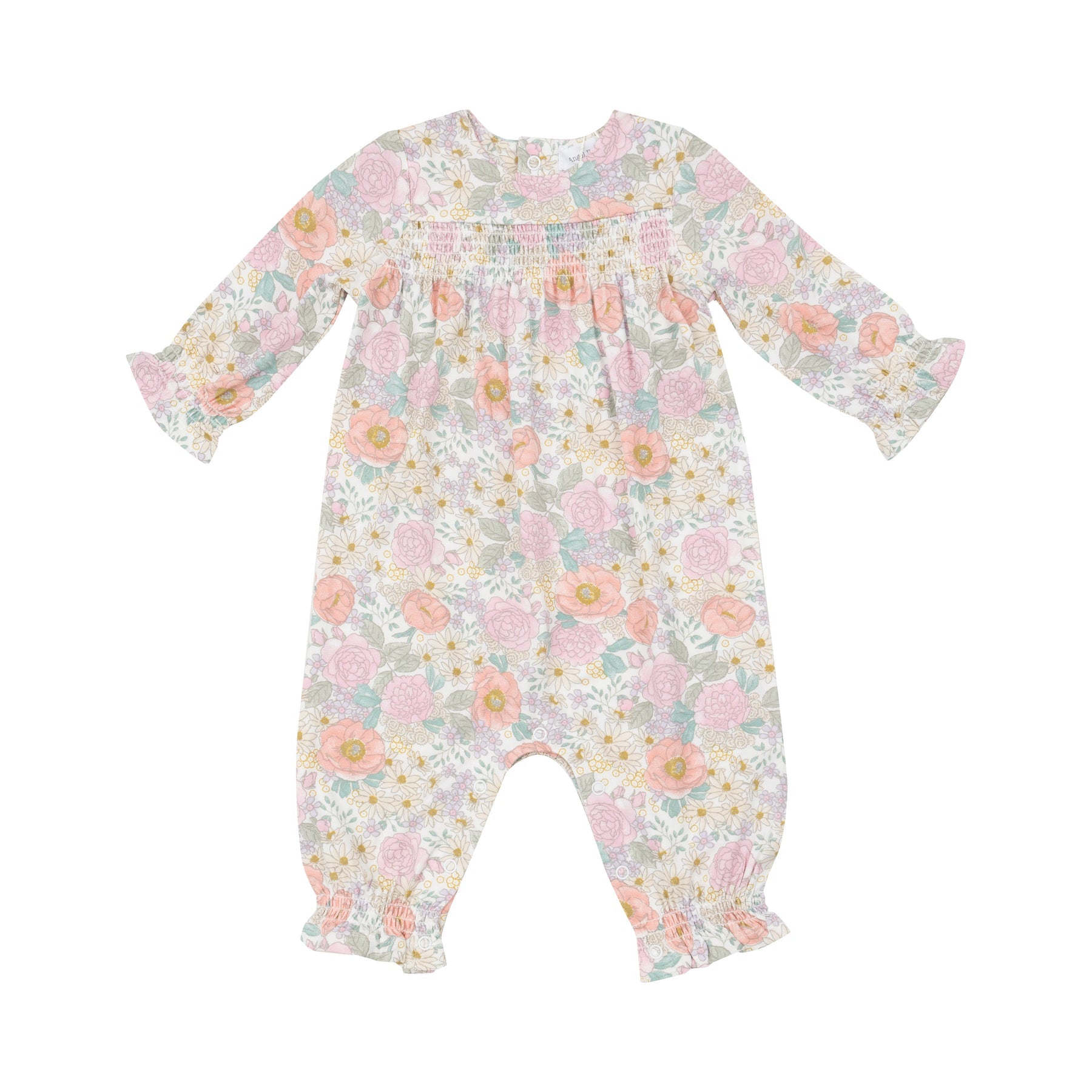 Angel Dear Peonies and Roses Smocked Romper