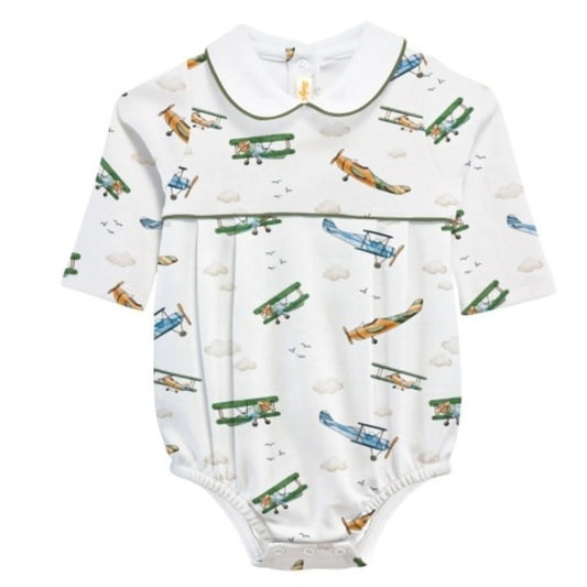 Baby Club Chic Airplanes Printed Bubble with Collar