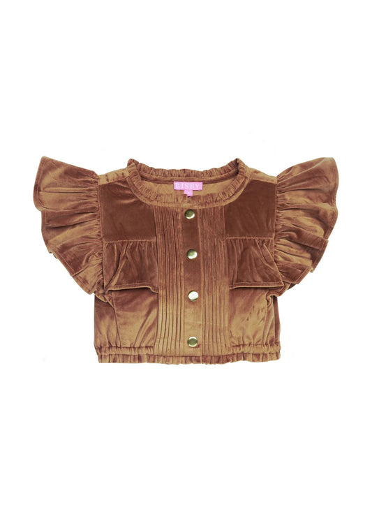 Bisby Girl's Annie Top - Brown Faux Suede