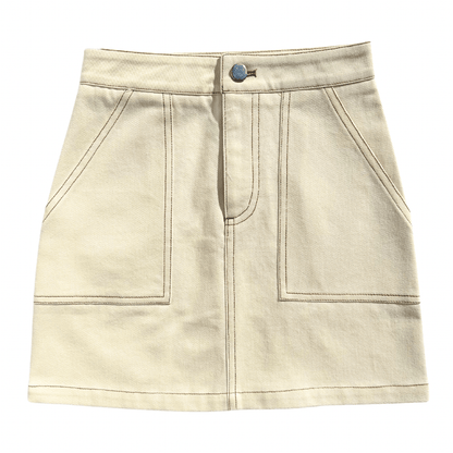 Pleat Sydney Skirt Cream/Tan