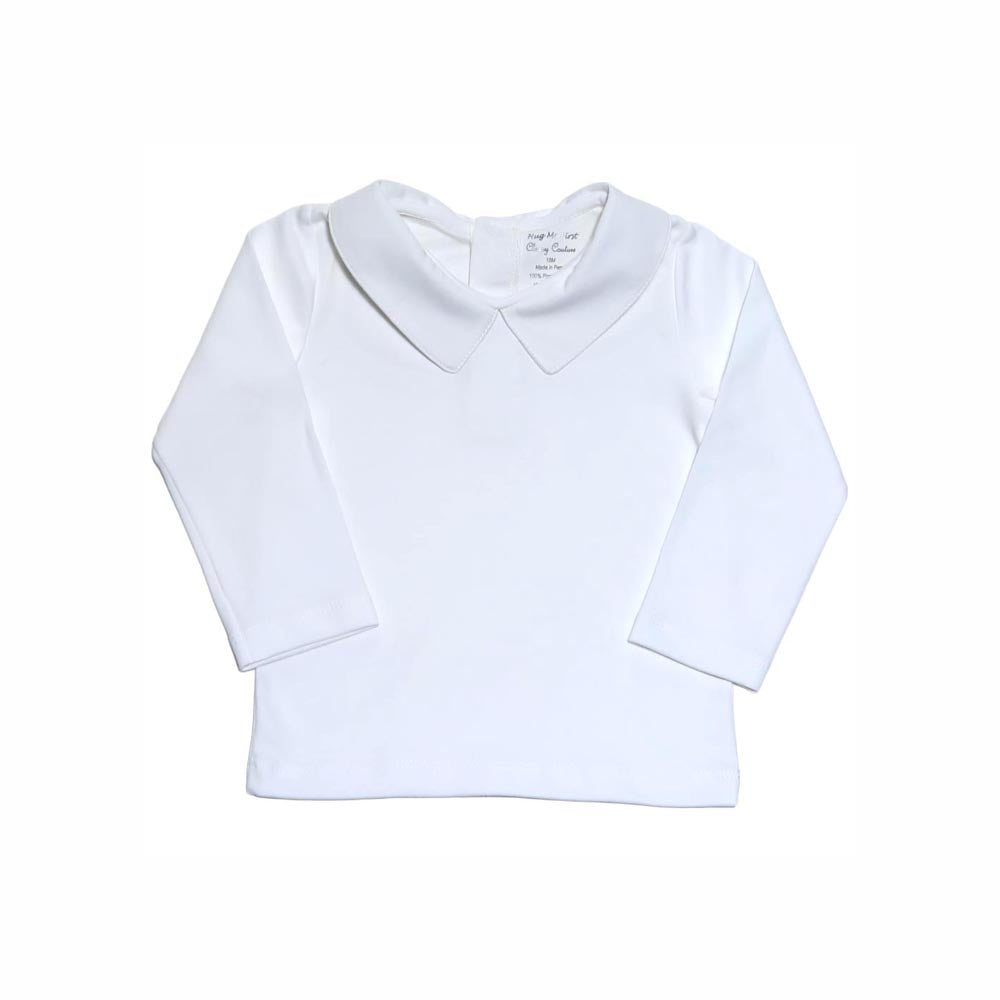 Baby Loren Boys White Pima Peter Pan Long Sleeve Shirt