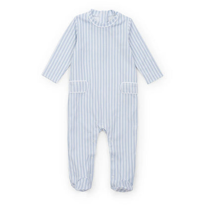 Lila and Hayes Stripes in Blue Preston Romper