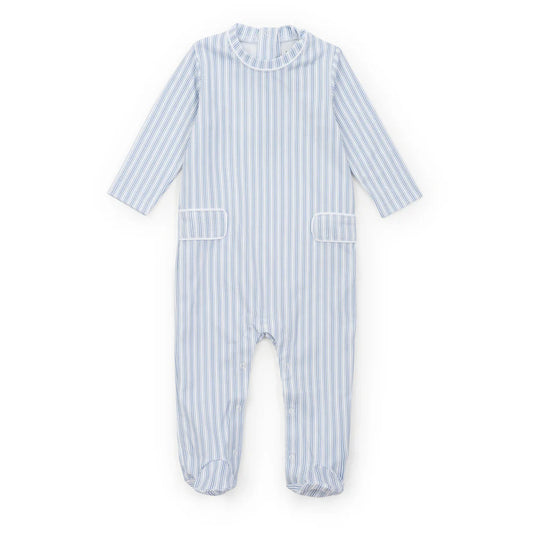 Lila and Hayes Stripes in Blue Preston Romper