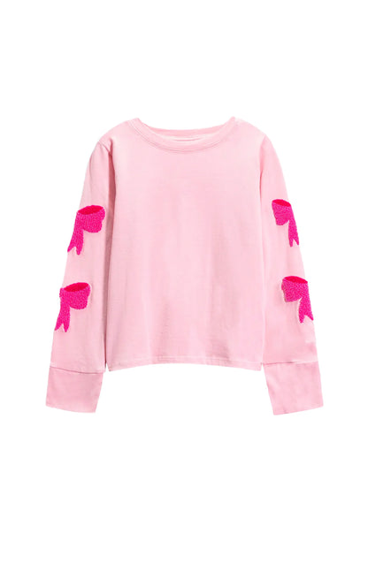 Preppy Goose Girls Two Piece Bow Long Sleeve T-Shirt