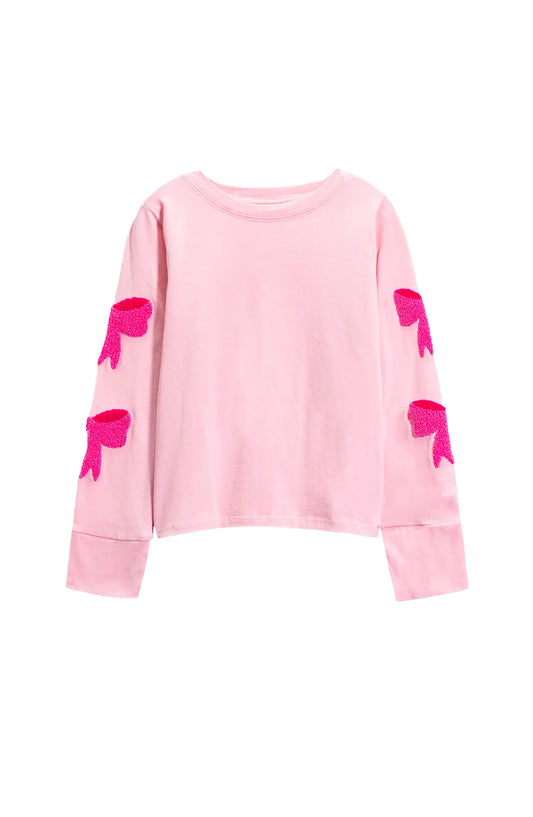 Preppy Goose Girls Two Piece Bow Long Sleeve T-Shirt