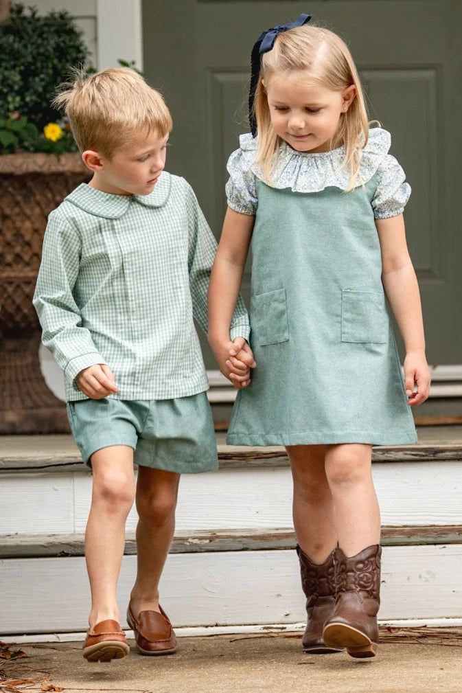 The Oak's Apparel Boy's Tyler Teal Briar Check Short Set
