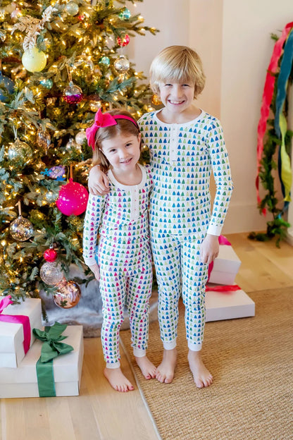 Lila and Hayes Christmas Tree Cool Jack Pajama Set