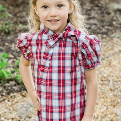 Bailey Boys Cranberry with Navy Cord Tia Tie Dress