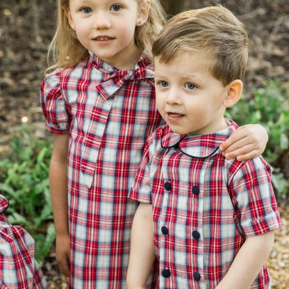 Bailey Boys Cranberry with Navy Cord Tia Tie Dress