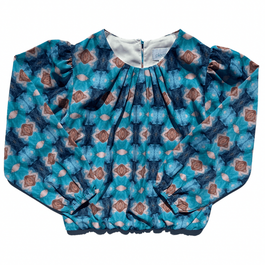 Pleat Wren Top Blue/Bown