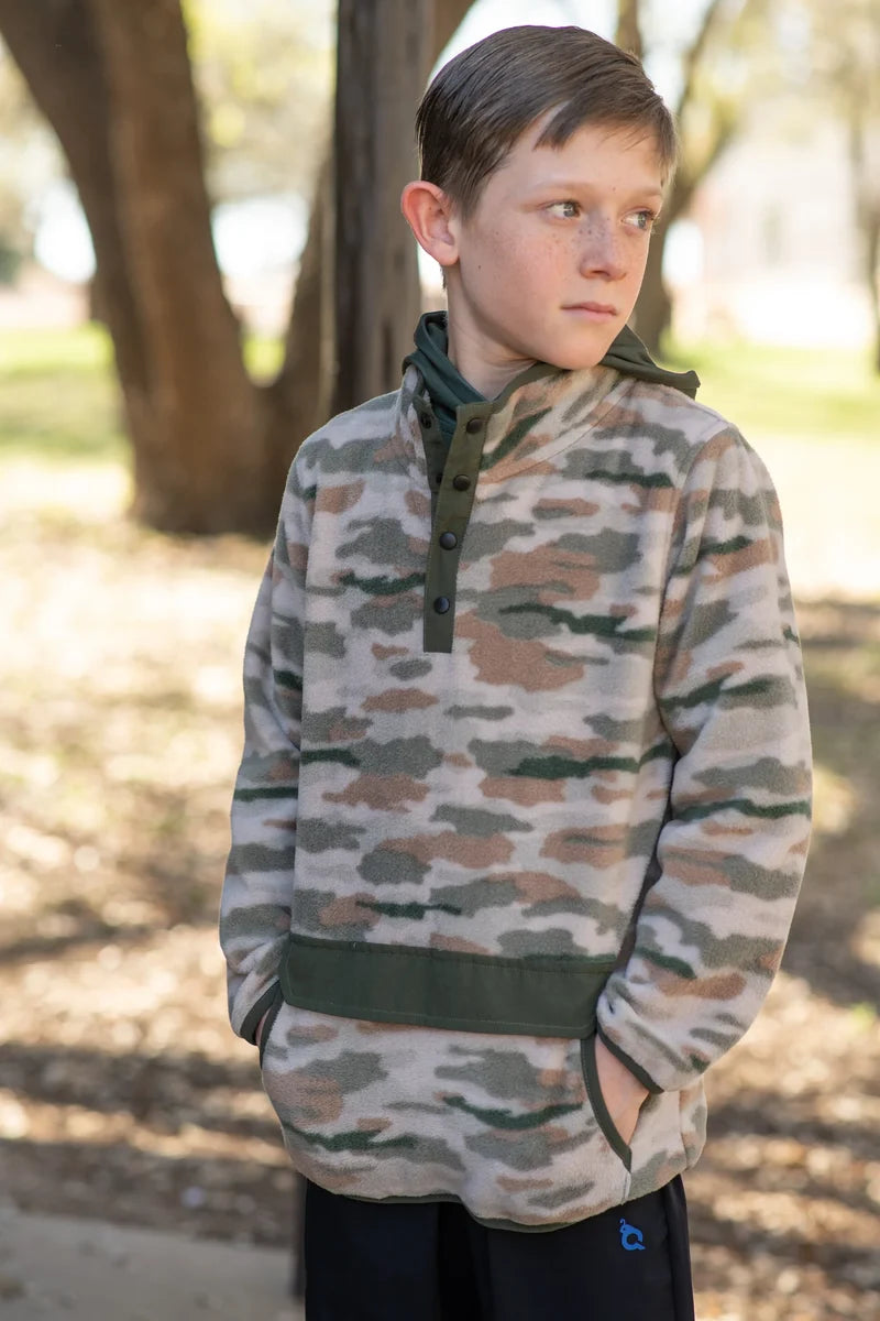 BlueQuail Clothing Co Boys Sherpa Pullover - Classic Camo