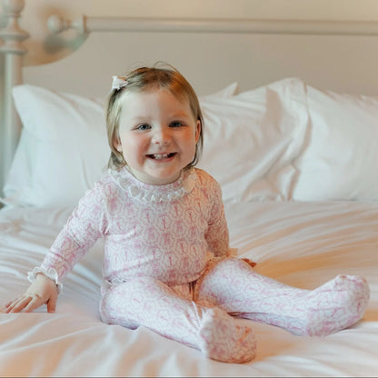 Lila and Hayes Lucy Ruffled Zipper Footie - Ballet & Bows