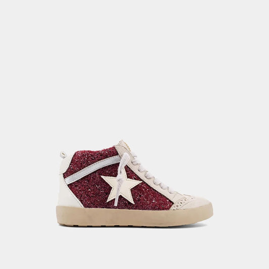 ShuShop Paulina Kids Dark Red Glitter Hi-Top Sneaker