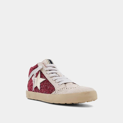 ShuShop Paulina Kids Dark Red Glitter Hi-Top Sneaker