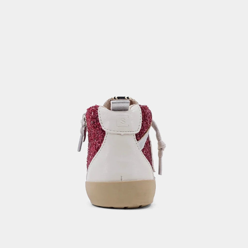 ShuShop Paulina Kids Dark Red Glitter Hi-Top Sneaker