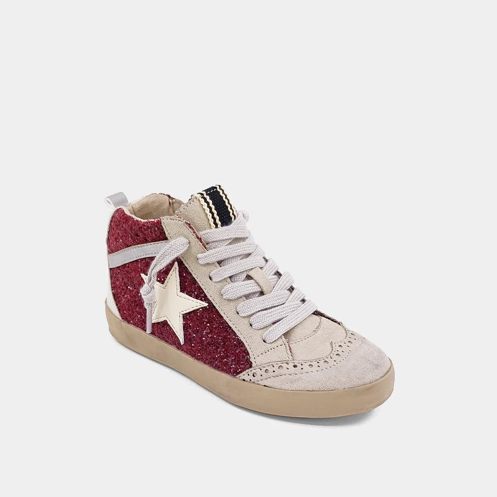 ShuShop Paulina Kids Dark Red Glitter Hi-Top Sneaker