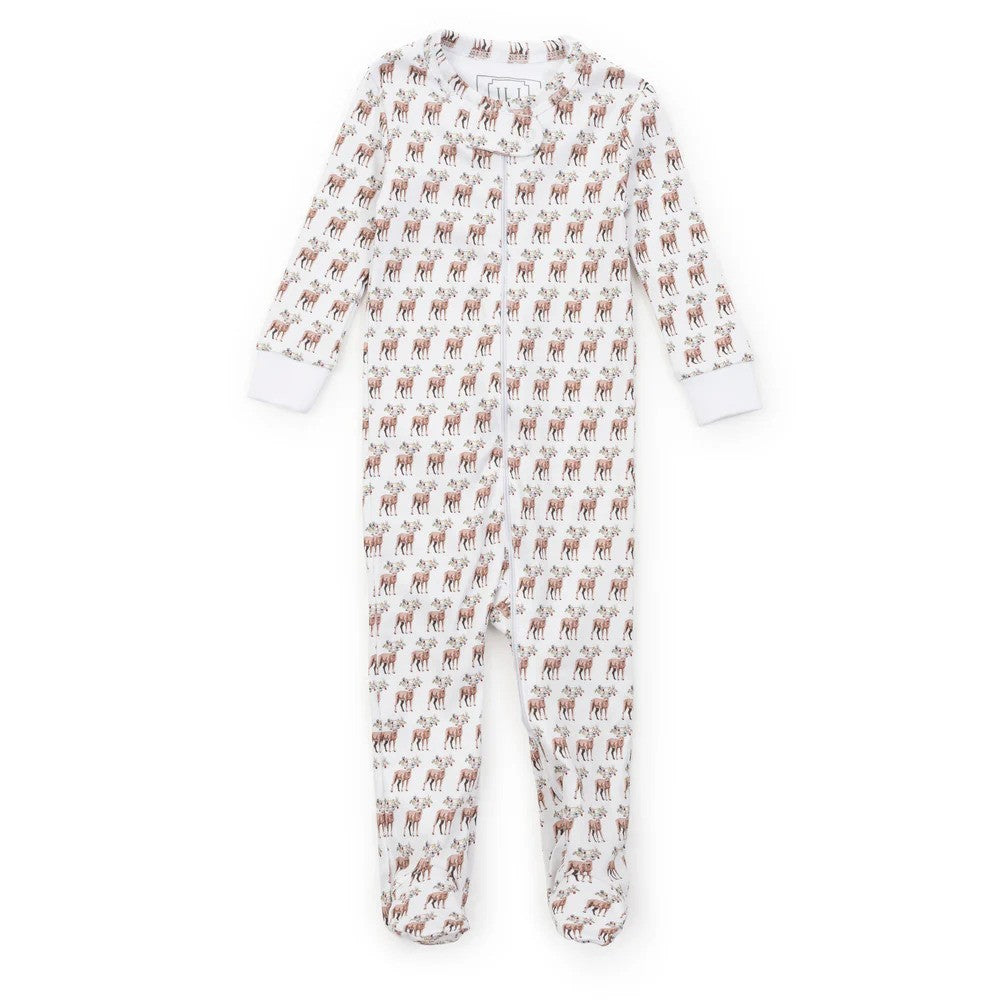 Lila and Hayes Festive Deer Parker Zipper Pajama