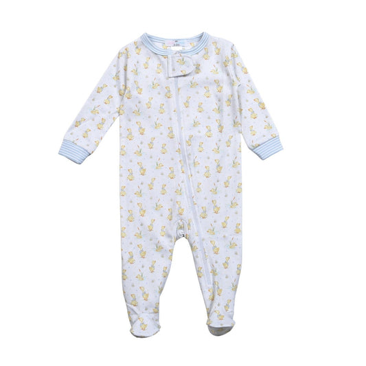 Baby Loren Boys Ducks in the Pond Pima Zipper Footie