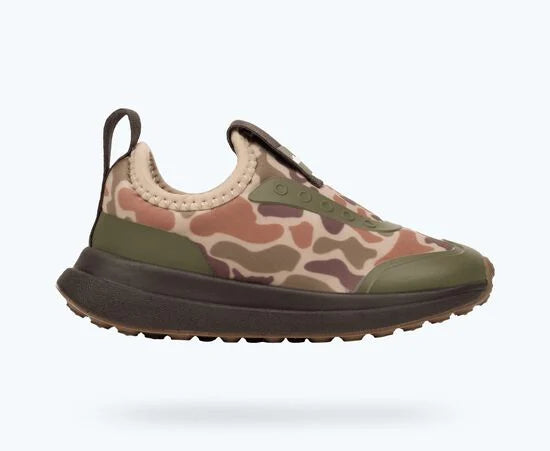 Native Shoes - Robbie Dash Print Kids - Shell White/Coffee Brown/Tuff Camo