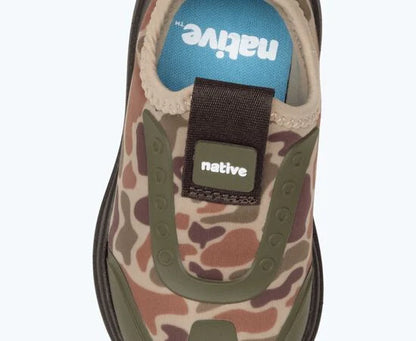 Native Shoes - Robbie Dash Print Kids - Shell White/Coffee Brown/Tuff Camo
