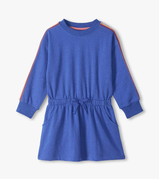 HatleyHatley Girls Dazzling Blue Ribbon Sleeve Cozy DressBabysupermarket