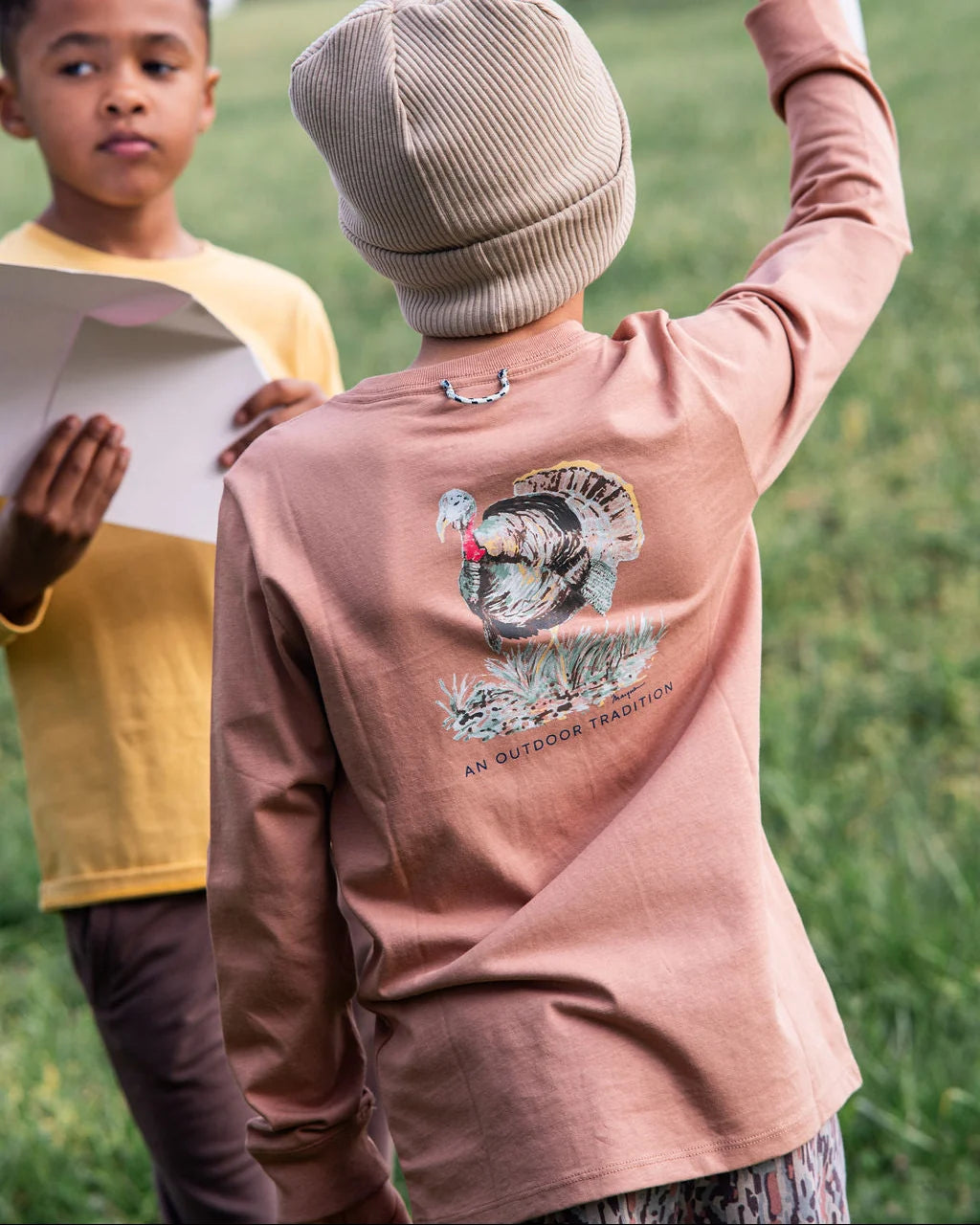 Prodoh Boys Long Sleeve Cotton Pocket T-Shirt - Mocha Mousse