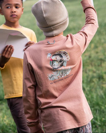 Prodoh Boys Long Sleeve Cotton Pocket T-Shirt - Mocha Mousse