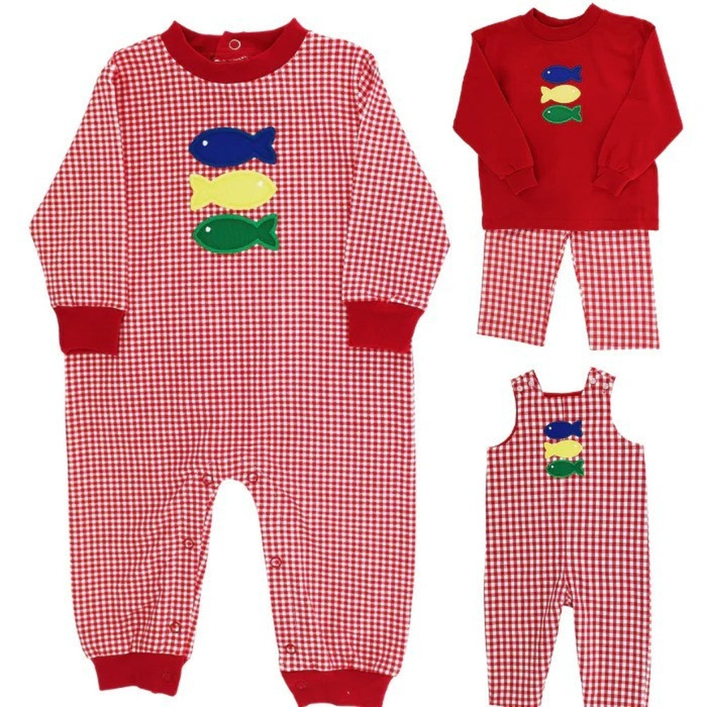 Bailey Boys Fish Trio Knit Romper