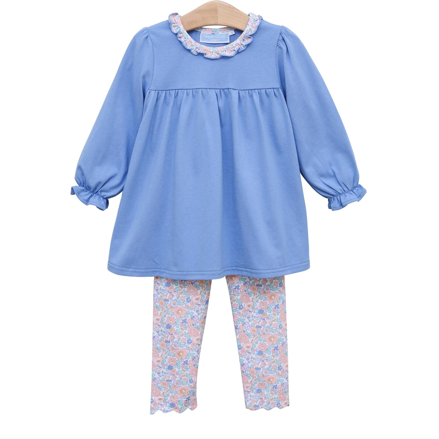 Trotter Street Kids Frankie Floral Ruffle Collar Pants Set