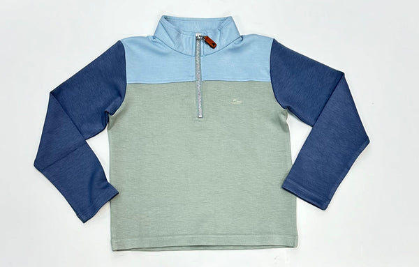 Southbound Color Block Pullover-Green Bottom