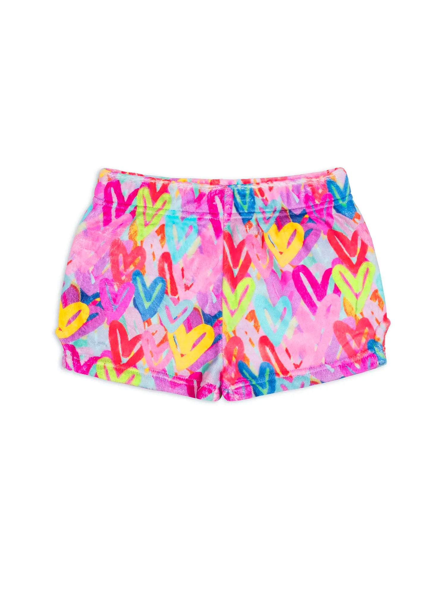 Preppy Goose Girls Plush Graffiti Hearts Loungewear Shorts