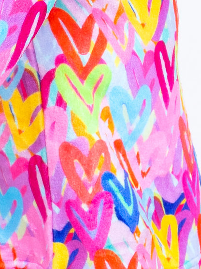 Preppy Goose Girls Plush Graffiti Hearts Loungewear Shorts