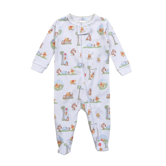 Baby Loren Boys Honey Bear Pima Zipper Footie